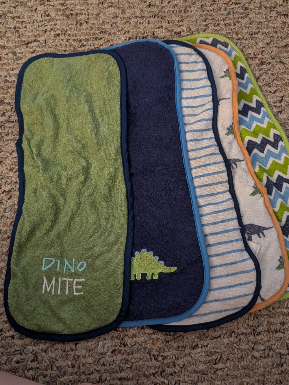 Dinosaur Burp Cloth Set - Green & Navy
